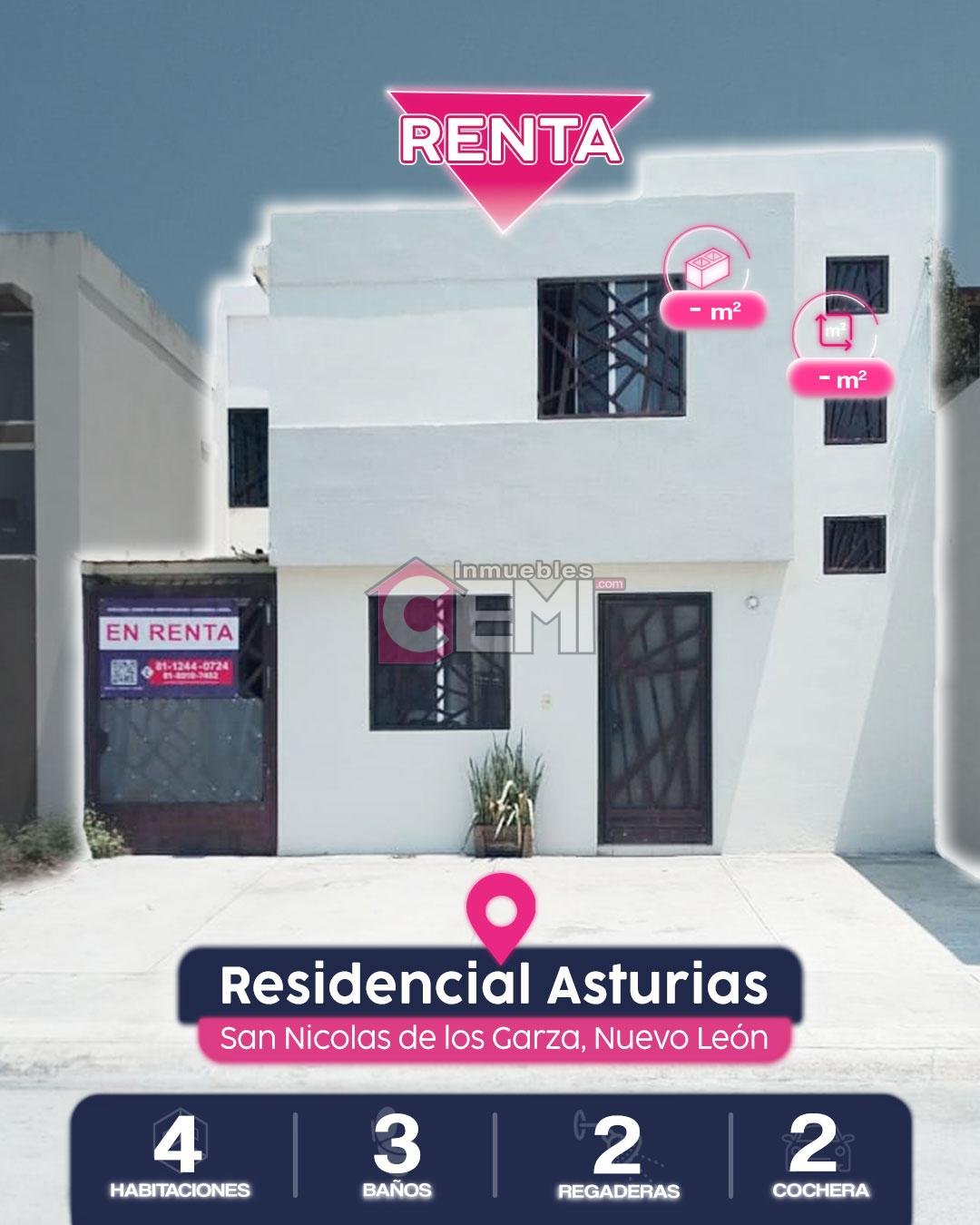 Casa en renta, Asturias, Apodaca, Nuevo León