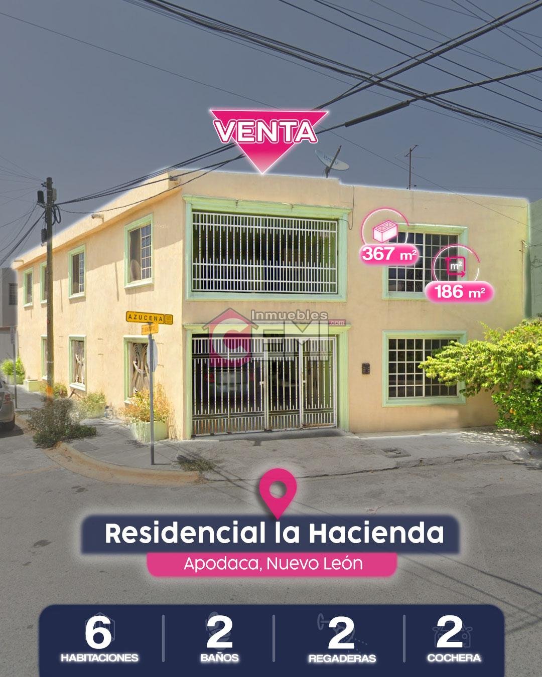casa en venta, residencial la hacienda en praderas de la enramada, apodaca. ideal para departamentos, esquina en venta con excedente y construccion total