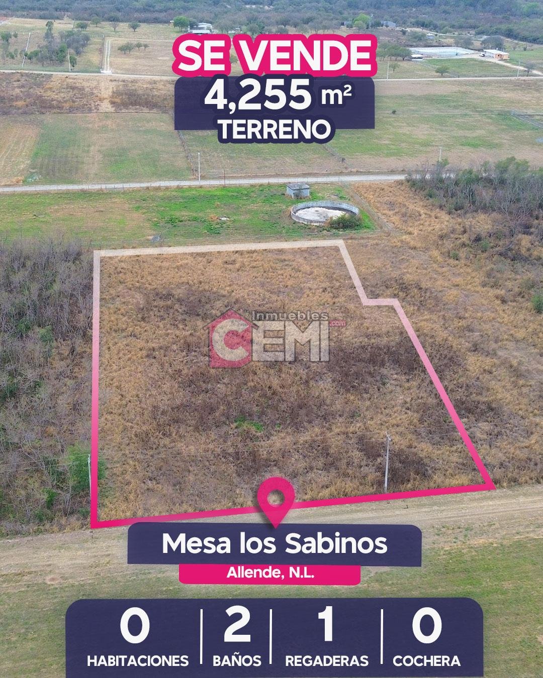 TERRENO EN VENTA AREA DE LA MESA EN LOS SABINOS, ALLENDE NUEVO LEON. TERRENO FINCADO EN VENTA CON SERVICIOS AGUA,LUZ Y BAÑOS