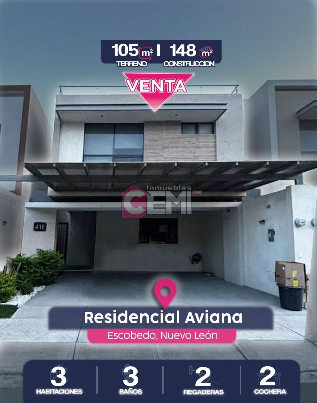 CASA EN VENTA RESIDENCIAL AVIANA ESCOBEDO NUEVO LEON, CASA MODELO 141 EN VENTA. ESCOBEDO NUEVO LEON CASA EN VENTA